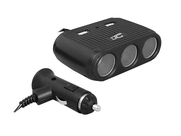 Adaptateur LTC pour voiture (incendie) 3 prises 120 W/2 ports USB 1 A/12/24 V AS7C noir