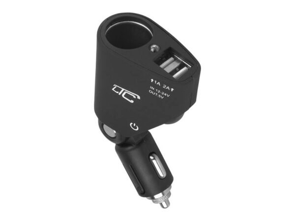 Adaptateur LTC CAR FIRE avec 2 prises USB 3.1A, NOIR.