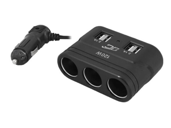 Adaptateur LTC POUR VOITURE INCENDIE 3 prises 120W + 4 USB, 4,2A.