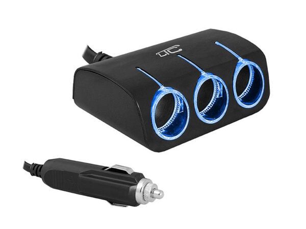 Adaptateur LTC pour feu de voiture LED 3 prises + câble, 120 W, noir.