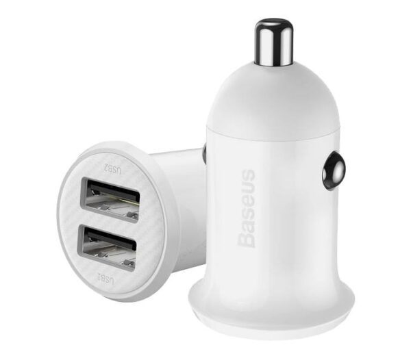 Chargeur de voiture Baseus Grain Pro 2x USB 4,8 A blanc