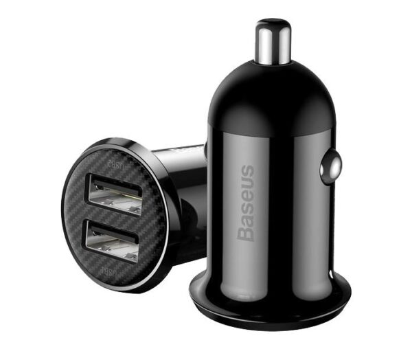 Chargeur de voiture Baseus Grain Pro 2x USB 4,8 A Noir