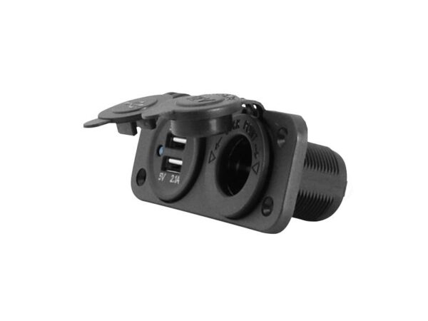 KIT D'INSTALLATION ÉTANCHE AU FEU ET À L'EAU POUR VOITURE LTC 12/24V, 2 x USB 3.1A, 1x PRISE 20A.