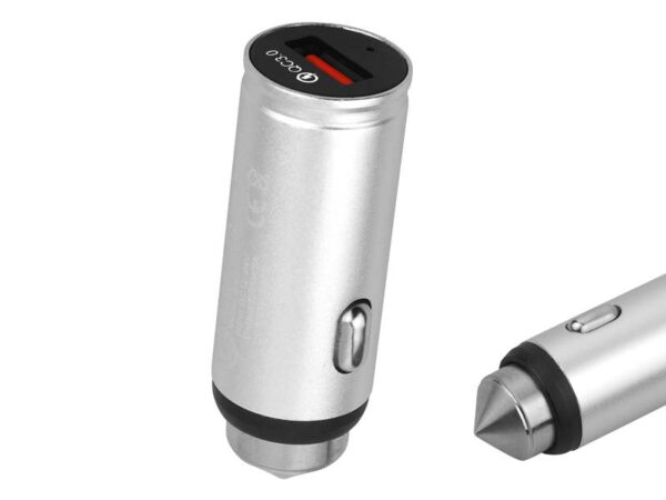 Chargeur de voiture QUICK CHARGE 3.0, 1 port USB 3A, en métal.