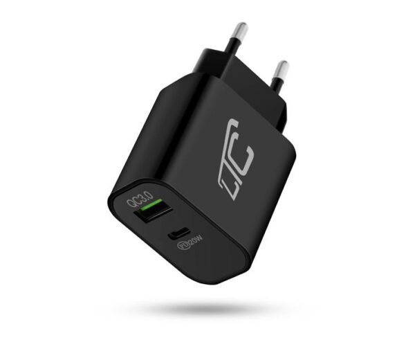 Chargeur mural noir LTC QC3.0 PD 3A/QC USB 3A 20W