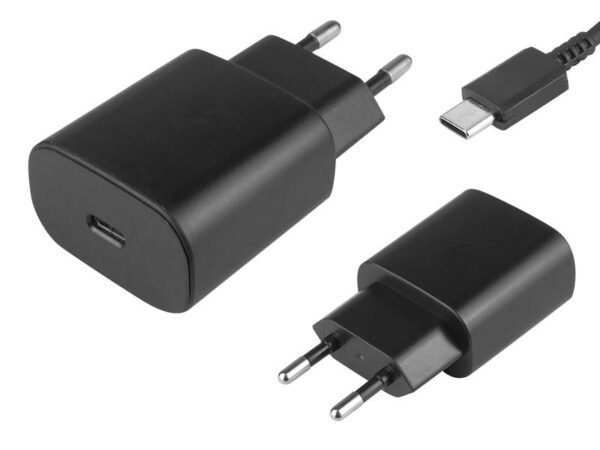 Chargeur mural USB Type-C 5V3A 25W + câble Type-C noir