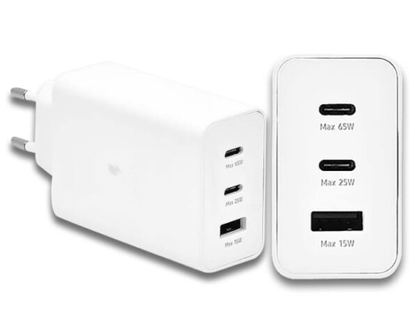 Chargeur mural LITTLE PD 2 ports USB-C 1 port USB EP-T6530 65 W Blanc