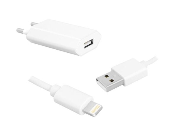 Chargeur mural USB + câble 8 broches de 1 m