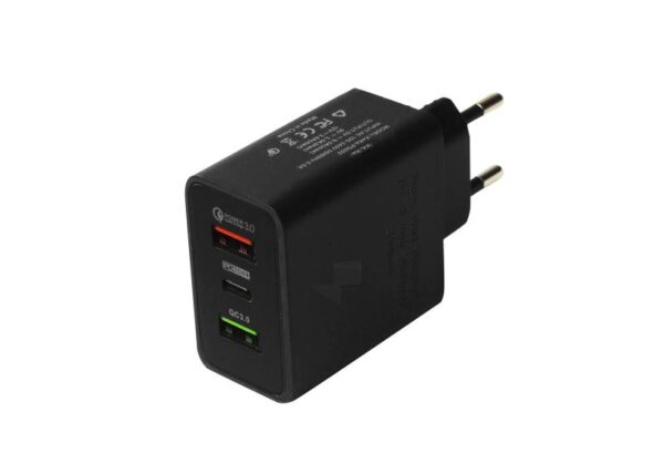 Chargeur mural noir PS PD+ 2xUSB Quick Charger QC 3.0 50W