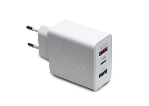 Chargeur mural PS PD+ 2xUSB Quick Charger QC 3.0 50W, blanc