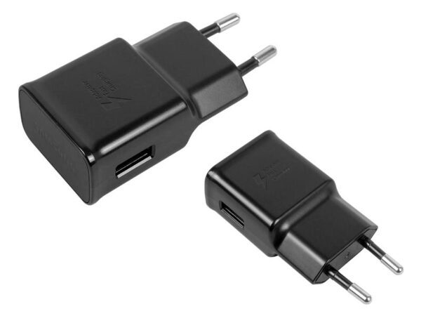 Chargeur mural USB PS Samsung EP-TA200, 2A/5V/9V, charge rapide, noir.