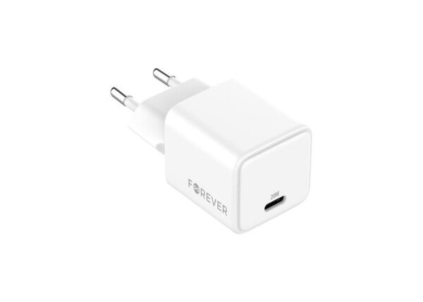 Chargeur secteur FOREVER 20 W GaN PD QC USB-C blanc TC-08-20C