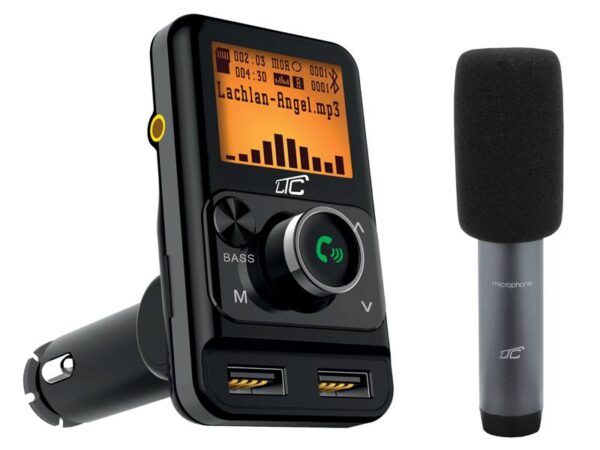 Émetteur FM PS LTC Bluetooth BT, avec microphone karaoké 2xUSB 1+2,4A TR225.