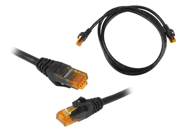 Câble réseau informatique 1:1 8P8C CAT6E 1m (cordon de brassage) noir.