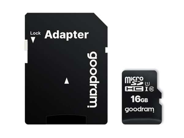 CARTE MicroSD 16 Go + adaptateur GOODRAM CLASSE 10 UHS-1.