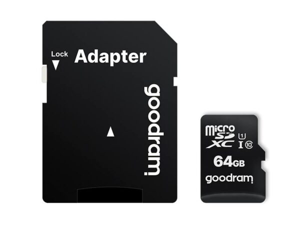 Carte microSD PS GOODRAM 64 Go, classe 10 UHS + adaptateur.