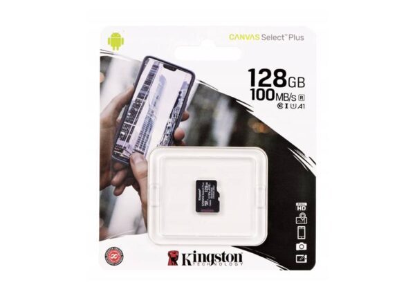 Carte microSD PS KINGSTON 128 Go classe 10 Canvas Select Plus