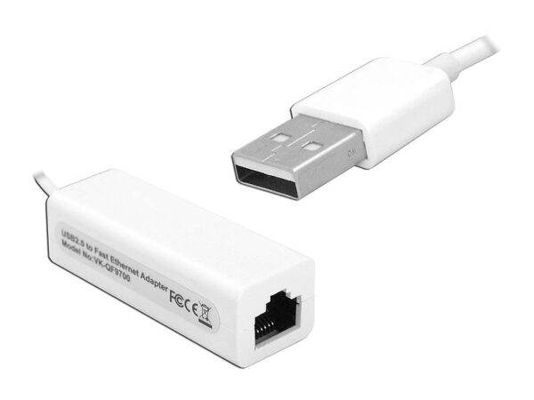 Adaptateur réseau Ethernet, câble USB.