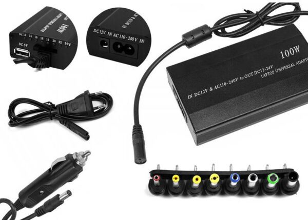 Alimentation universelle pour ordinateur portable 12/15/16/18/19/20/22/24 V 100 W USB 12 V/230 V LTC