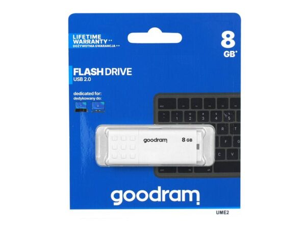 Clé USB 2.0 GOODRAM 8 Go, blanche.