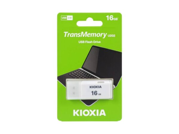 Clé USB PS 16 Go USB 2.0 Kioxia U202, blanche.