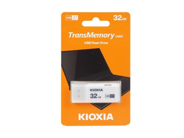 Clé USB PS 32 Go USB 3.0 Kioxia U301, blanche.