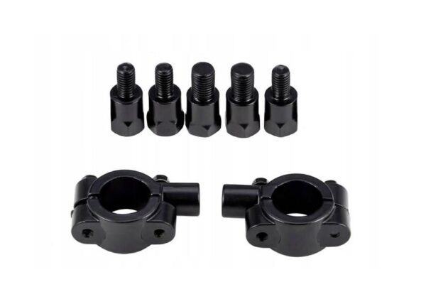 Support de rétroviseur moto, kit de fixation : 2 pinces, 5 réducteurs