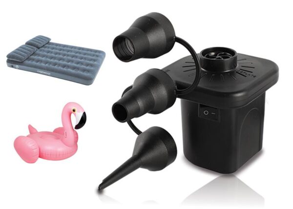 Pompe électrique pour ballons, balles et matelas 12 V 230 V + embouts