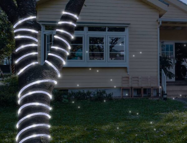 Guirlande lumineuse décorative PS 72 LED à paillettes, argentée, lumière blanche froide
