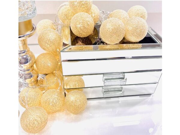 Boules décoratives LED LUNE pour la chambre, 20 pièces x 6 cm, dorées.