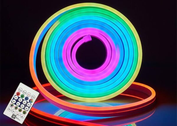 Guirlande lumineuse LED flexible PS NEON FLEX RGB 5 m, IP67, multicolore, minuterie Bluetooth, télécommande haute qualité