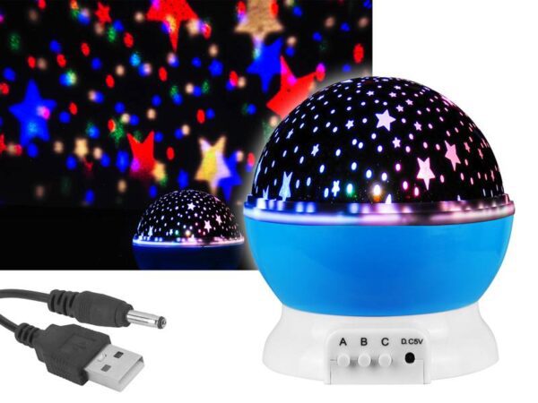 Veilleuse projecteur d'étoiles multicolores PS