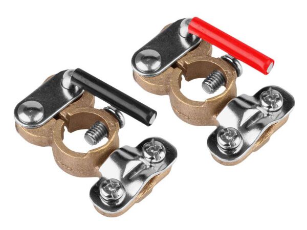 Pinces de batterie autobloquantes 6/12/24 V, max 600 A.