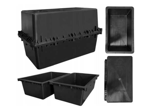 Boîtier de batterie 100 Ah hermétique IP67 410 x 250 x 270 mm ABS