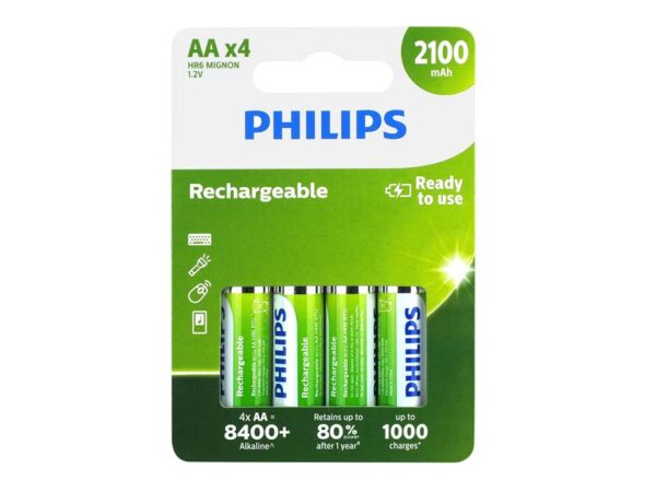 Piles PHILIPS AA LR06 2100mAh, lot de 4.