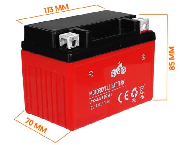 Batterie gel sans entretien pour moto 12 V 4 Ah