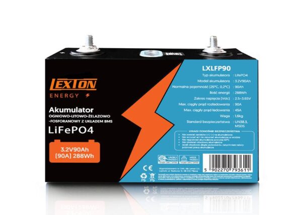 CELLULE DE BATTERIE AU PHOSPHATE DE FER AU LITHIUM LiFePO4 3,2 V 90 Ah paquet de 4 pièces.