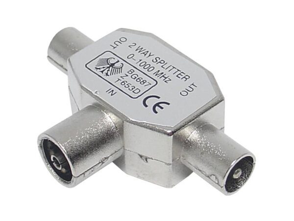 Adaptateur en T - Prise TV - 2 fiches TV, métal