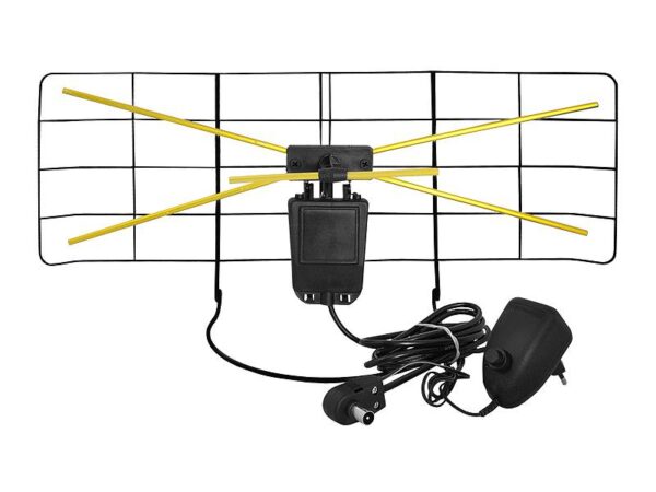 Antenne DVB-T intérieure à mailles avec alimentation régulée.