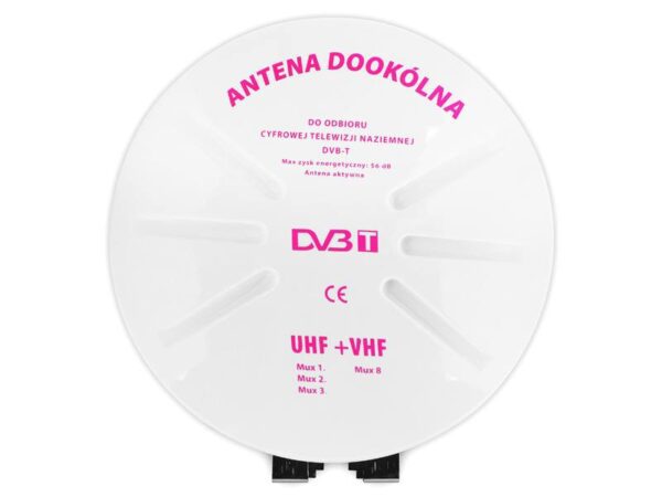 Antenne DVB-T omnidirectionnelle à large bande 32 dB, blanche.