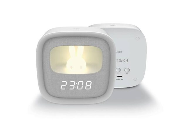 Réveil avec LED lapin de nuit PURE FNL-04 AURORA carré blanc Forever Light