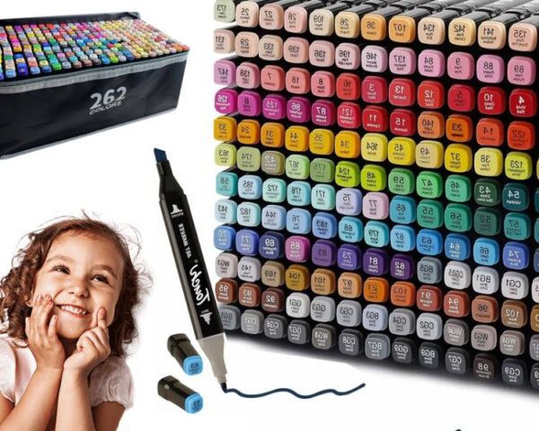 Feutres de couleur, stylos à double pointe, lot de 262, noirs