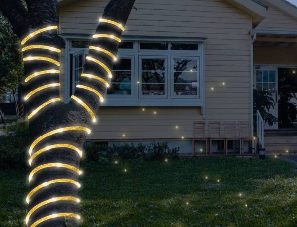 Guirlande lumineuse décorative PS 100 LED à paillettes, dorée, lumière blanc chaud