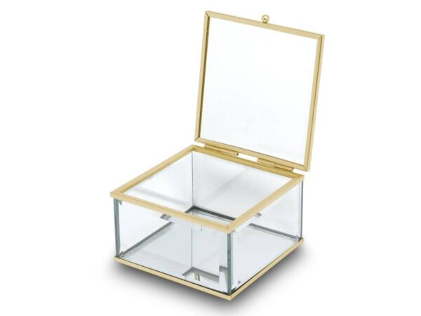 Organiseur, boîte MOON in the room, carrée, dorée, miroir, pivoine