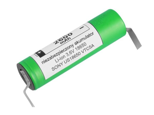 Batterie Sony/Murata VTC5 18650 Li-ion 2600 mAh avec plaques