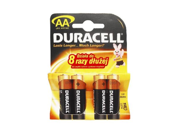Pile alcaline Duracell LR6 sous blister.