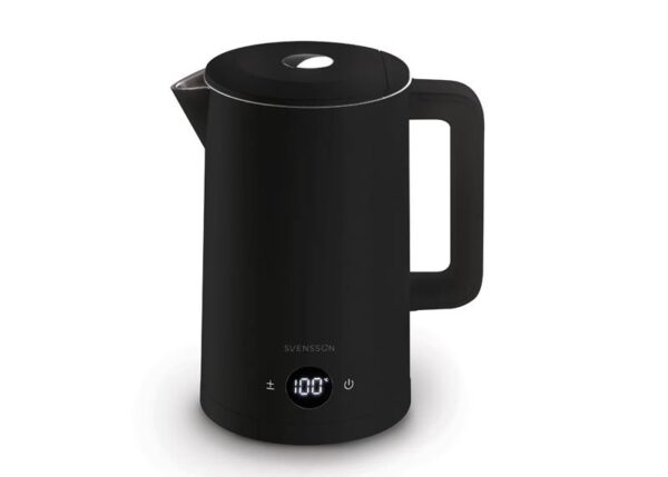 Bouilloire connectée Svensson avec affichage numérique Tuya Wi-Fi, 2200 W, 1,7 L, noire