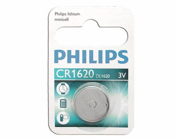 Pile au lithium Philips CR1620, 3V.