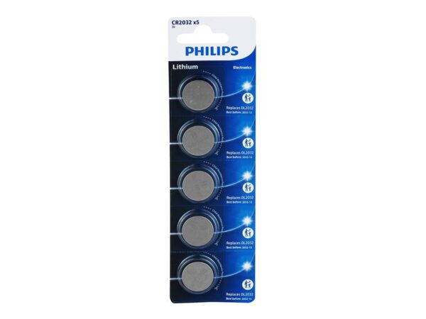 Pile au lithium Philips CR2032, 3V.