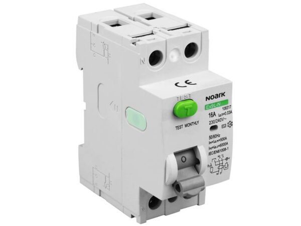 Disjoncteur différentiel PS 2P, 16 A, monophasé, 30 mA, AC, UE, NOARK.